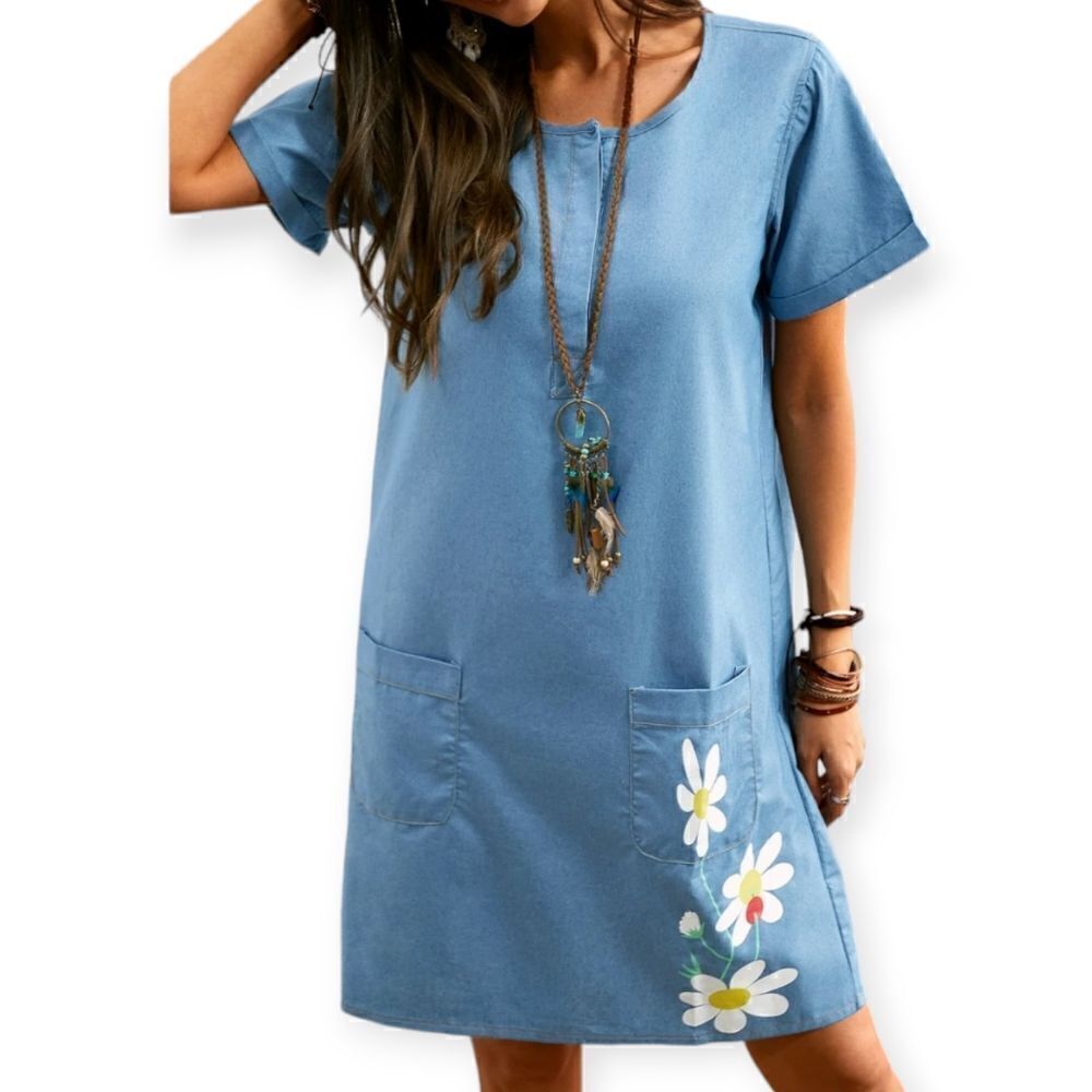 MISSLOOK flower print short sleeve dress, large